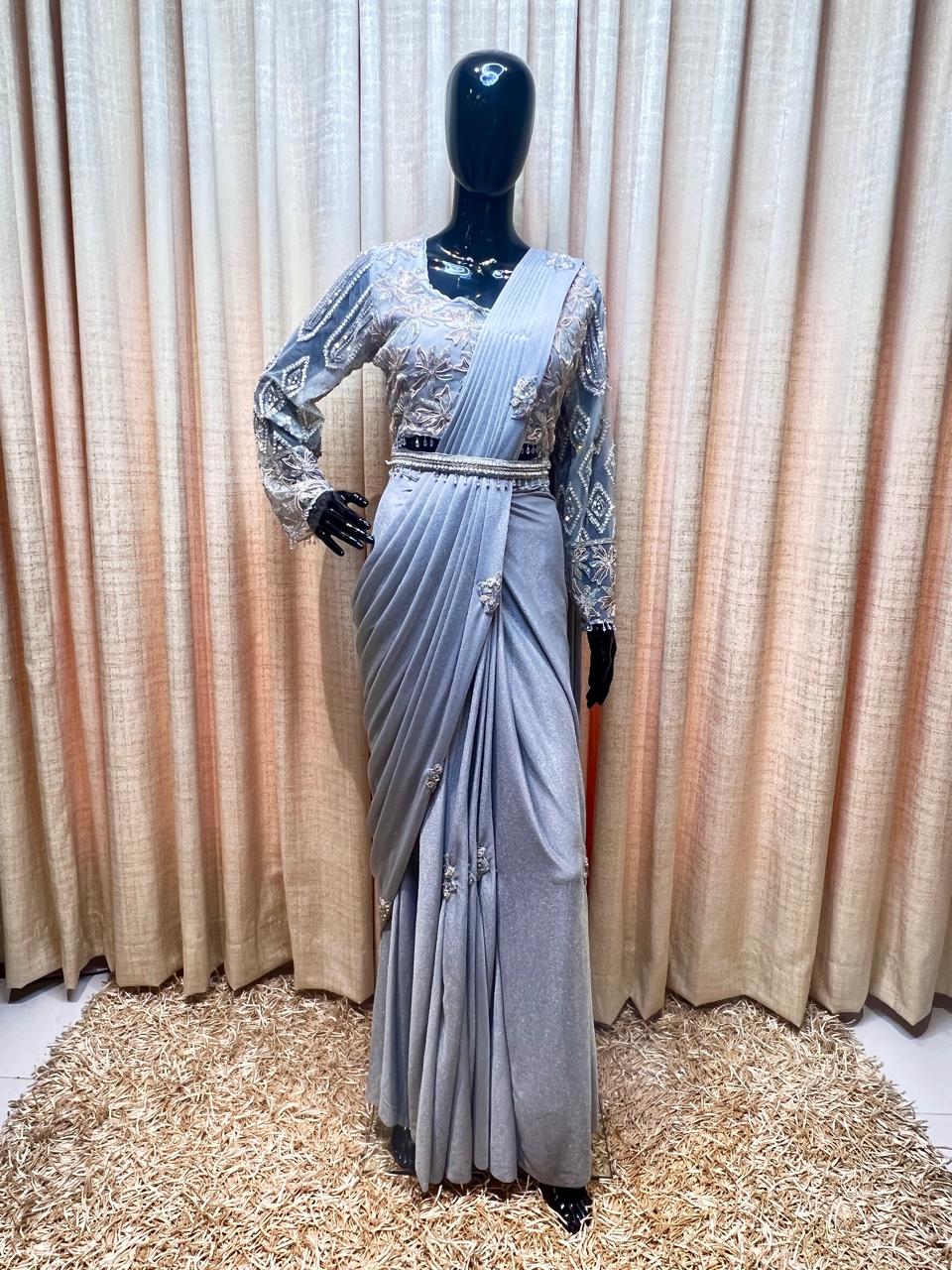 Steel Grey Drape Saree